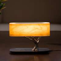 Trending products 2020 new arrivals wireless charging bedside lamp bluetooth speaker desk lamp wooden table lamp